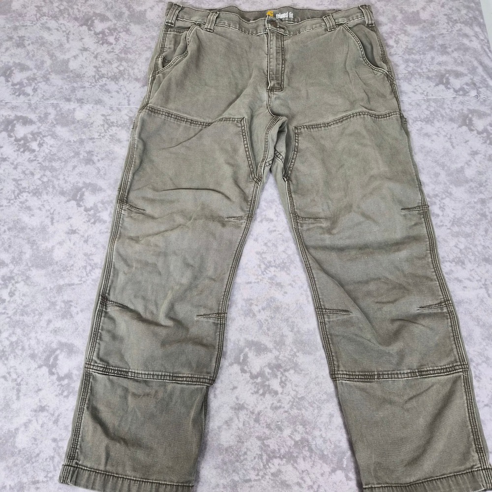 Carhartt Double Knee Work Pants Men 38x30 Green Relaxed Fit Workwear Utility